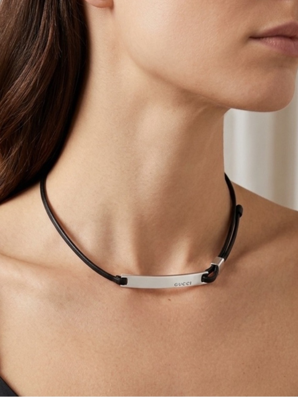 Gucci 925 Silver Leather Necklace / Bracelet